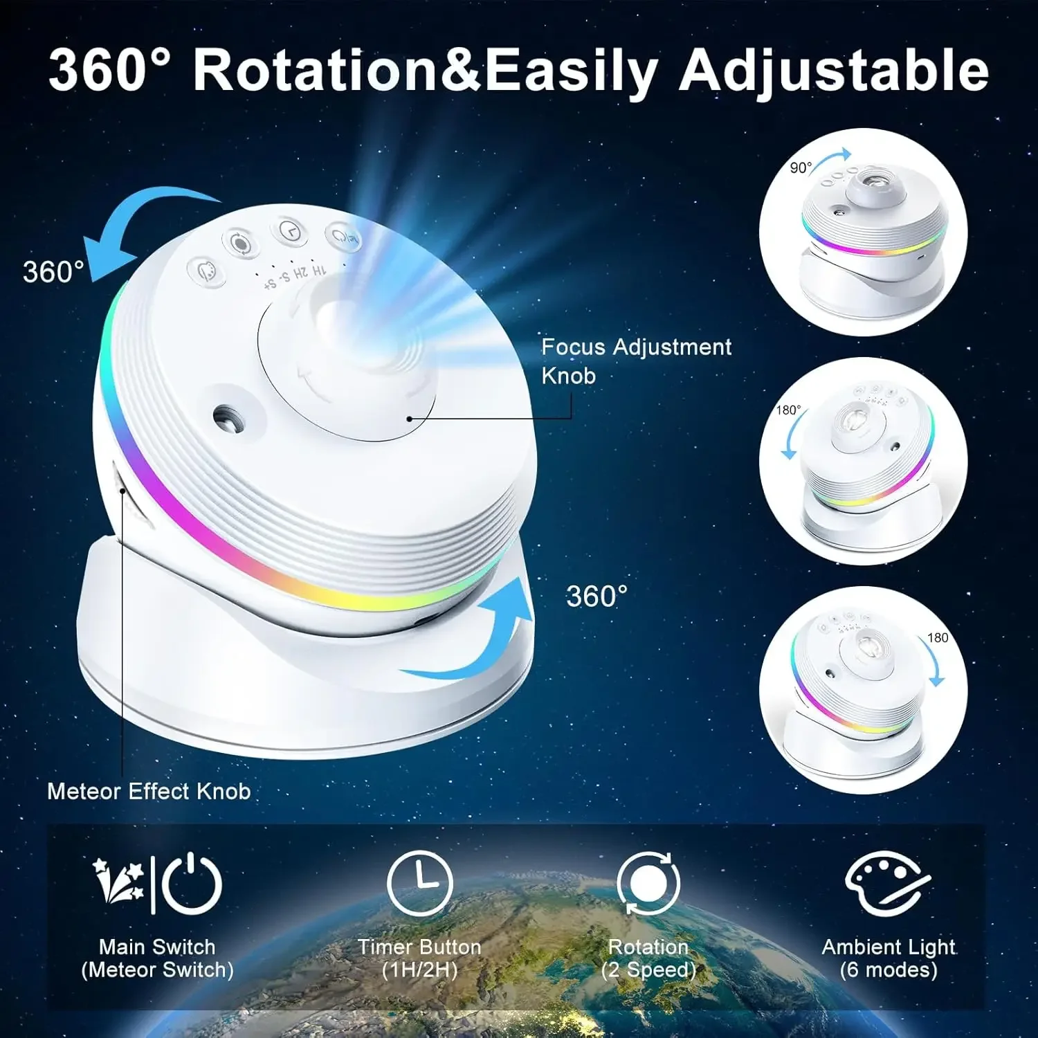 LED Night Light Galaxy Star Projector 4K HD 13 IN 1 Planetarium Projector 360° Rotation For Bedroom Decor Children Gift