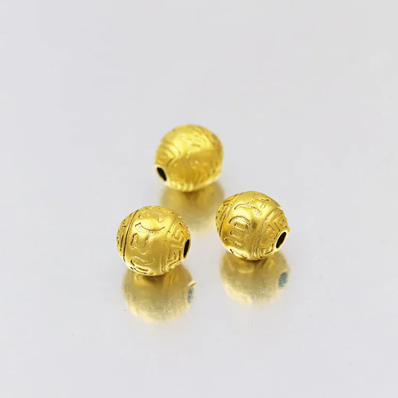 

9999 Real Gold 24K Gold Handmade 12mm10mm Coin Bead Accessories Solid Six Character Mantra Money Bead Pure Accessories