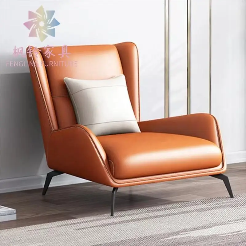 Modern Leather Accent Leisure Chair With Upholstered Foam Cushion And Armrests For Living Room Apartment Reading Nook Comfort