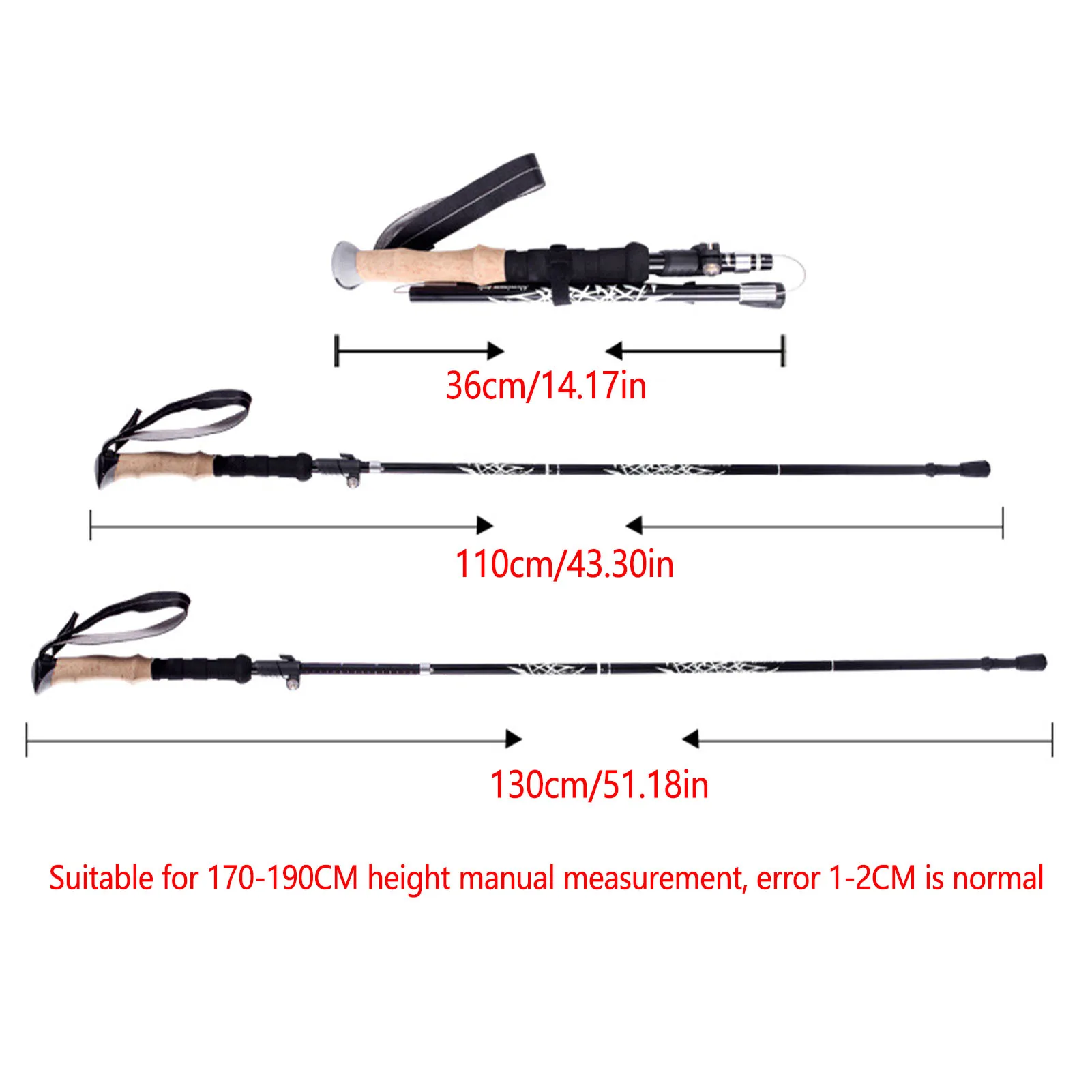 Walking Poles Adjustable Cork Anti Shockproof Trekking Alpenstock Hiking Folding Portable Climbing Stick Outdoor Sport Equipment