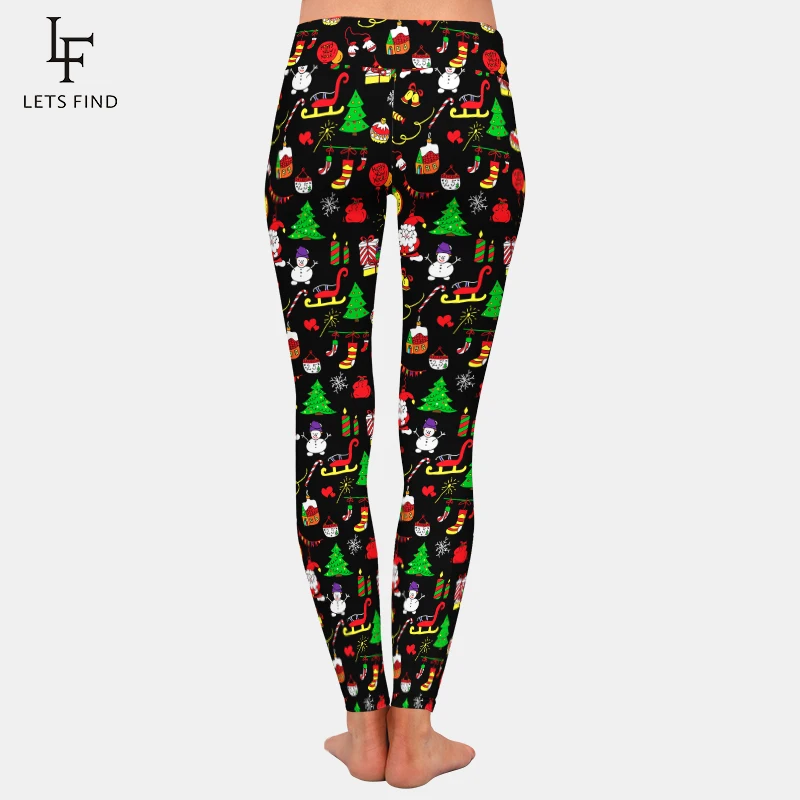 LETSFIND Winter New Santa and The Snowman Print  High Waist  Women Pant 3D Christmas Pattern Print Fitness Slim Stretch Leggings