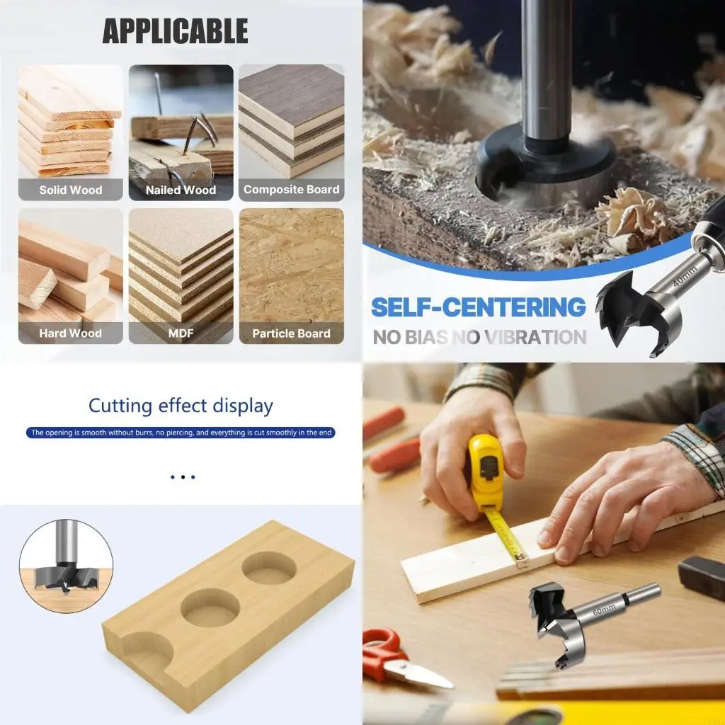 

60mm Drill Bit with Round Shank Durable Drill Bit for Fast and Smooth Drilling in Hardwood Softwood and More KXRE