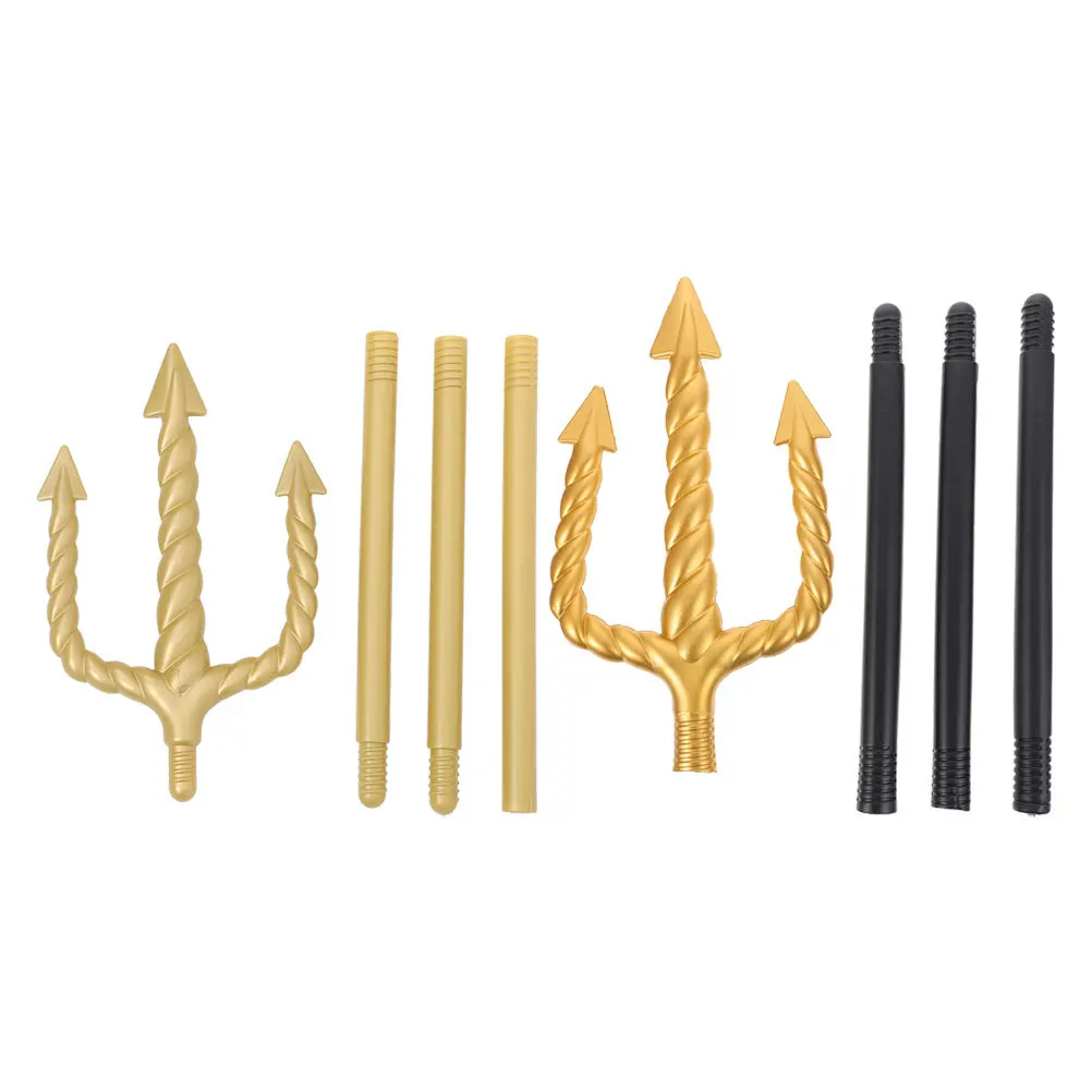 

2Pcs Trident Prop Style Golden Finish for Halloween Cosplay Masquerade Photography Devil Costume Performance Party