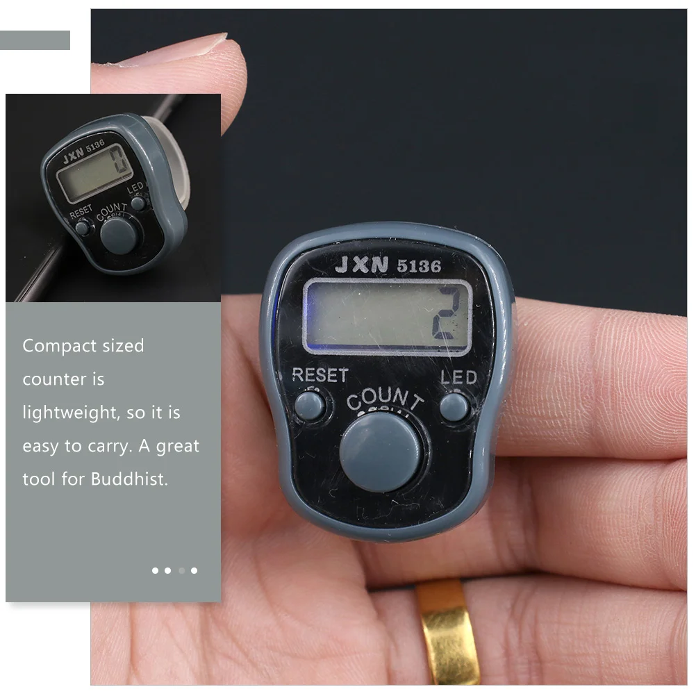 2 Pcs Finger Counter Digital Display Muslim Counters Rosary Counting Supplies Pray Tally Electronic Plastic Ring Hand