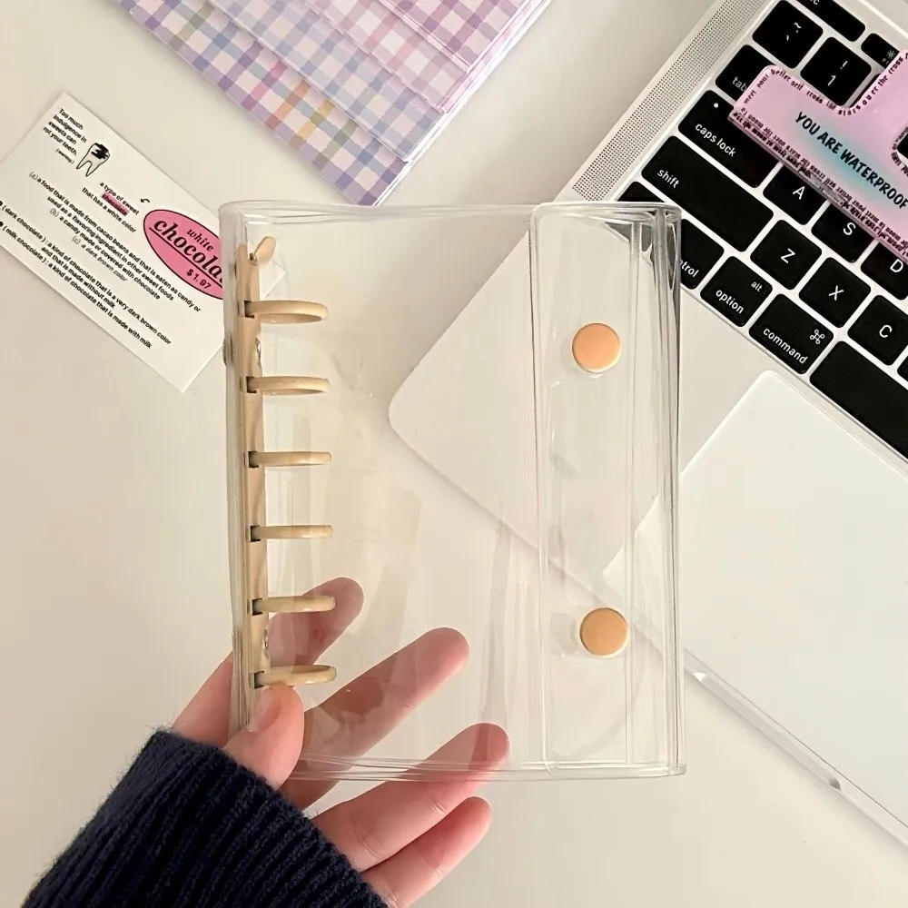 Candy Color Macaron-Themed A7 Binder Cover 6-Hole Transparent Photo Album Cover Widening Double Button Collect Book