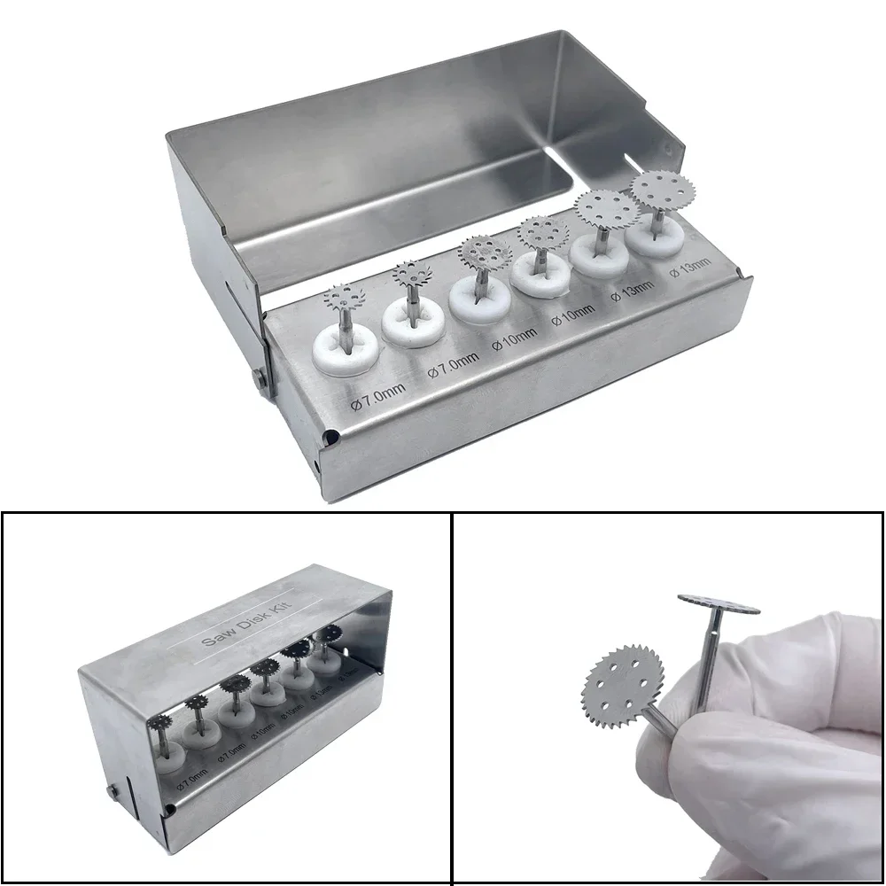 

6Pcs Dental Grinding Cutter Tools Implant Saw Disk Surgical Implant Bur Drills with Sterilization Holder