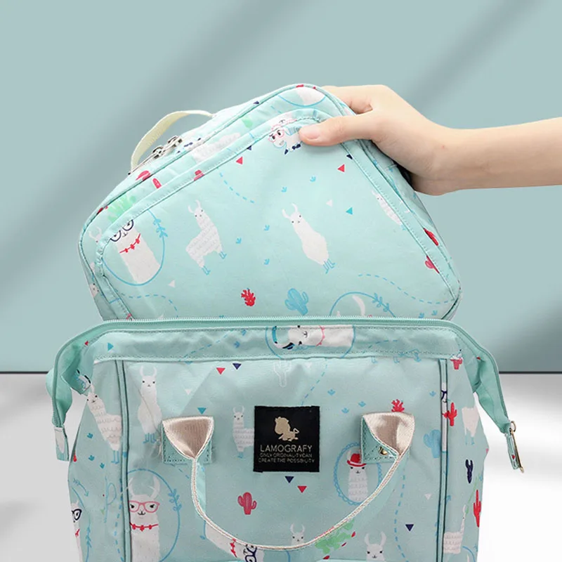 Diaper Bag Women Shoulder Bag Multifunctional Large Capacity Cartoon Print Mommy Bag for Hospital Delivery Travel