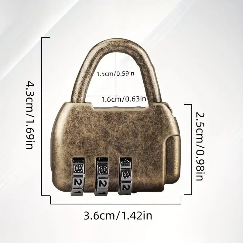 1pc Retro Style 3 Digit Combination Lock Padlock for Jewelry Box Suitcase Drawer Vintage Antique Look Durable Easy To Use
