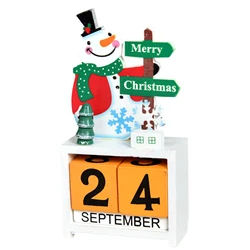 Wooden Block Calendar Christmas Wooden Cubes Daily Perpetual Desktop Calendar for Office Home Decoration