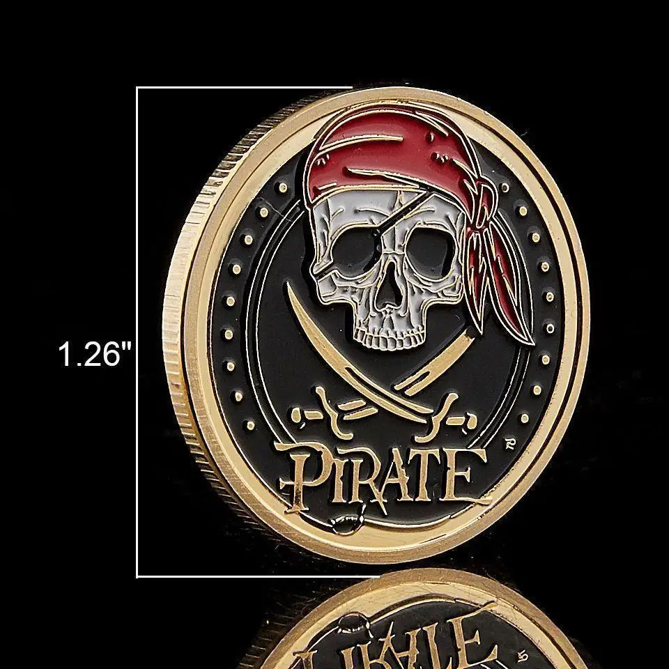 One Piece Coin Caribbean Pirate Skull Gold Plated Commemorative Medallion Single Cos Gold Coin Pirate Ship Badge