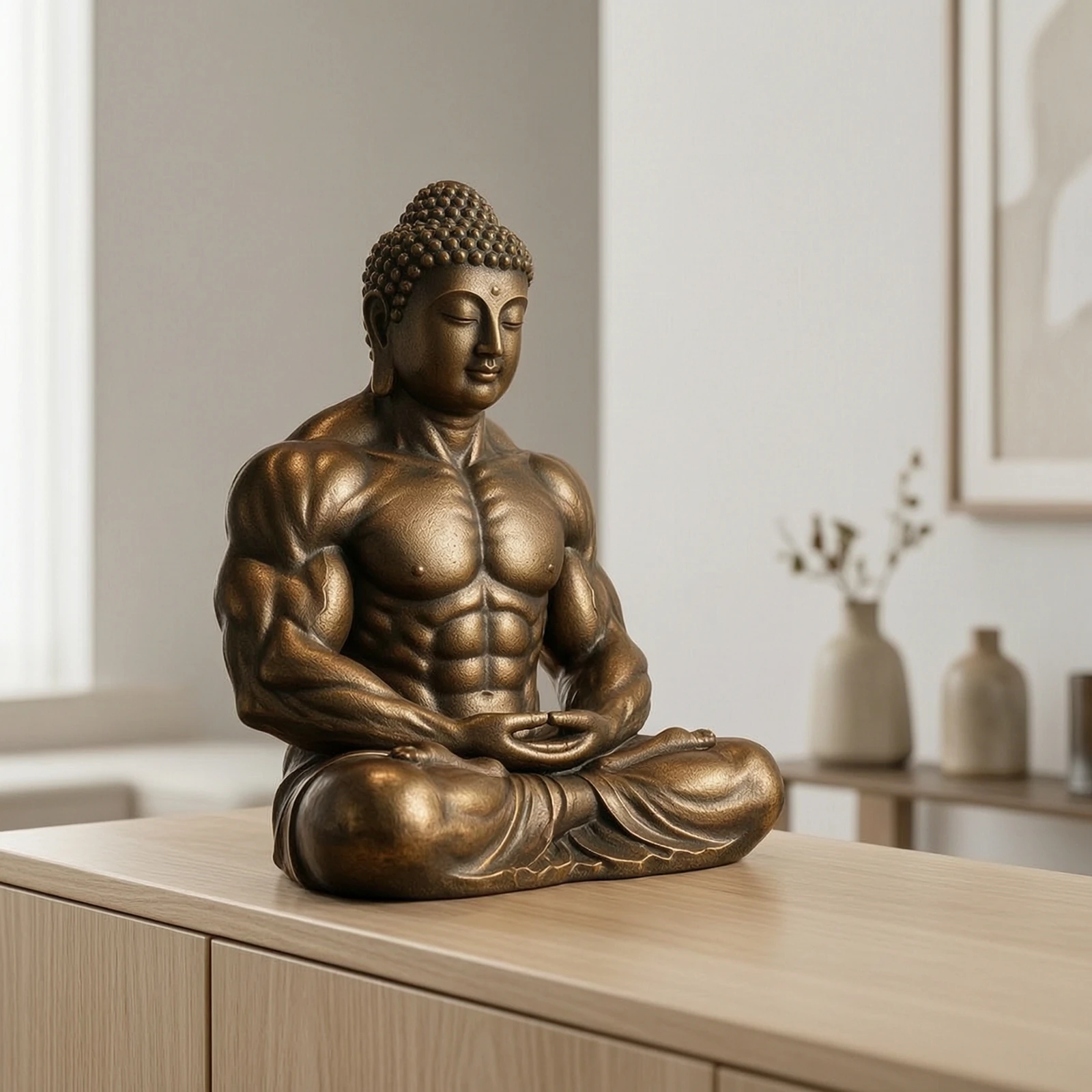 Picture 5: Seated Buddha Figurine Sculptural Meditating Buddha Figurine Sculpture Polyresin Decor Zen for Living Room, Office