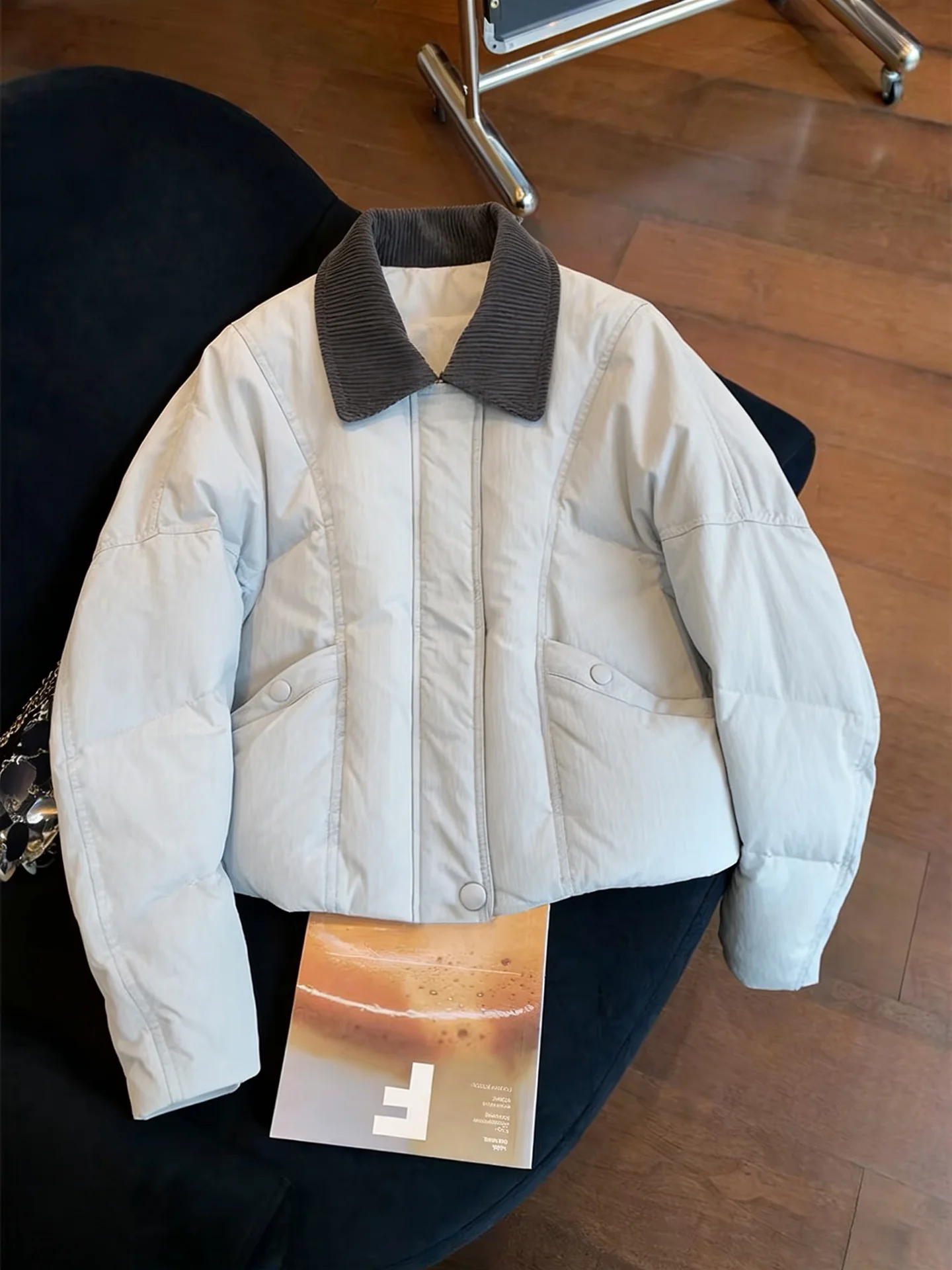 

Korean Sle College Wind Patchwork Color Blo Collar Cotton Jaet Men Women Autumn Winter Design Sensibili Warm Cotton Coat