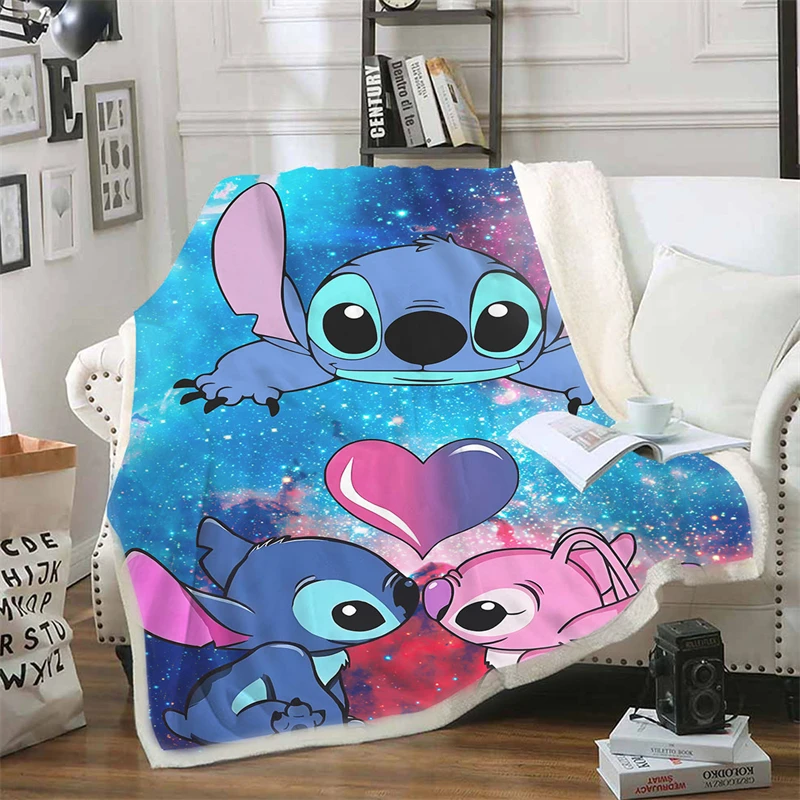 

Blanket Children's Stitch Disney Thickened Flannel Winter Sherpa Blanket Animation Air Conditioning Nap Blanket Bedspread Sofa