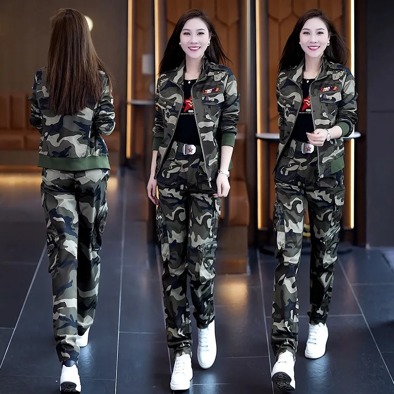 Jaquetas bomber camufladas femininas casuais verde militar manga comprida curta slim com zíper sobretudo tops