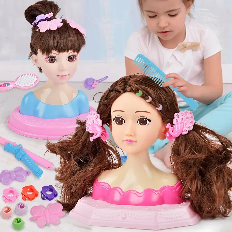 Funny Children Head Model Half Body Doll Toy Simulation Barber Makeup artist Makeup Hairstyle Beauty play house toys Girls Gift