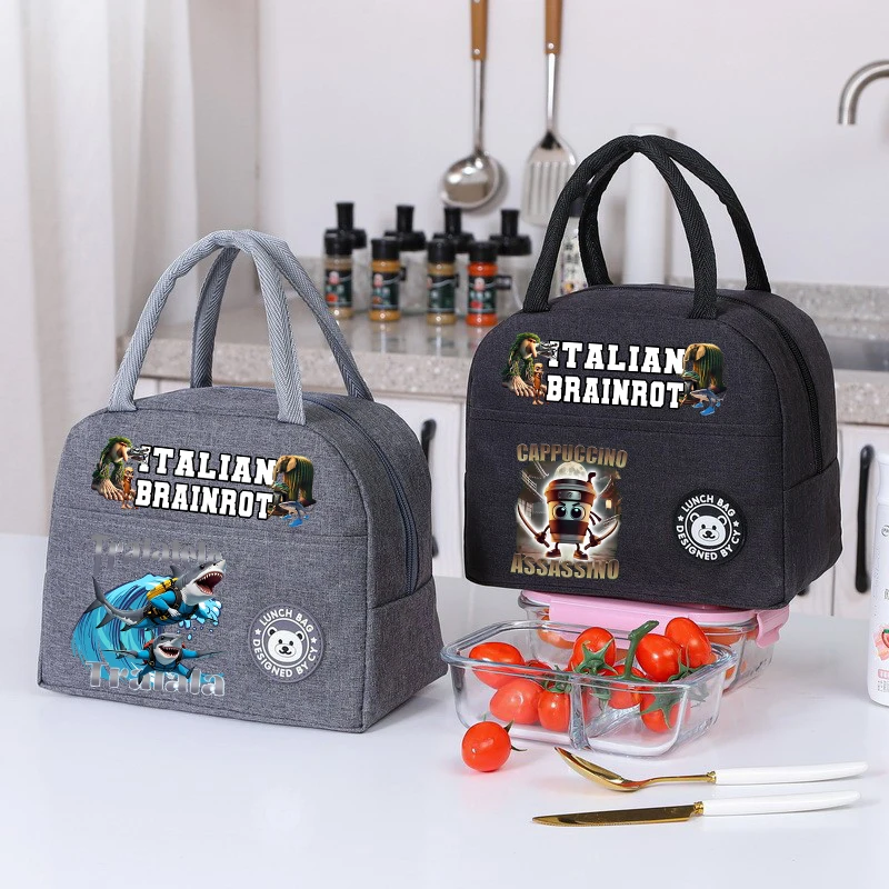 Fiambrera italiana Brainrot Anima Tung Tung Sahur, cajas Bento de dibujos animados de Anime, fiambrera de Picnic de gran capacidad, regalos de cumpleaños