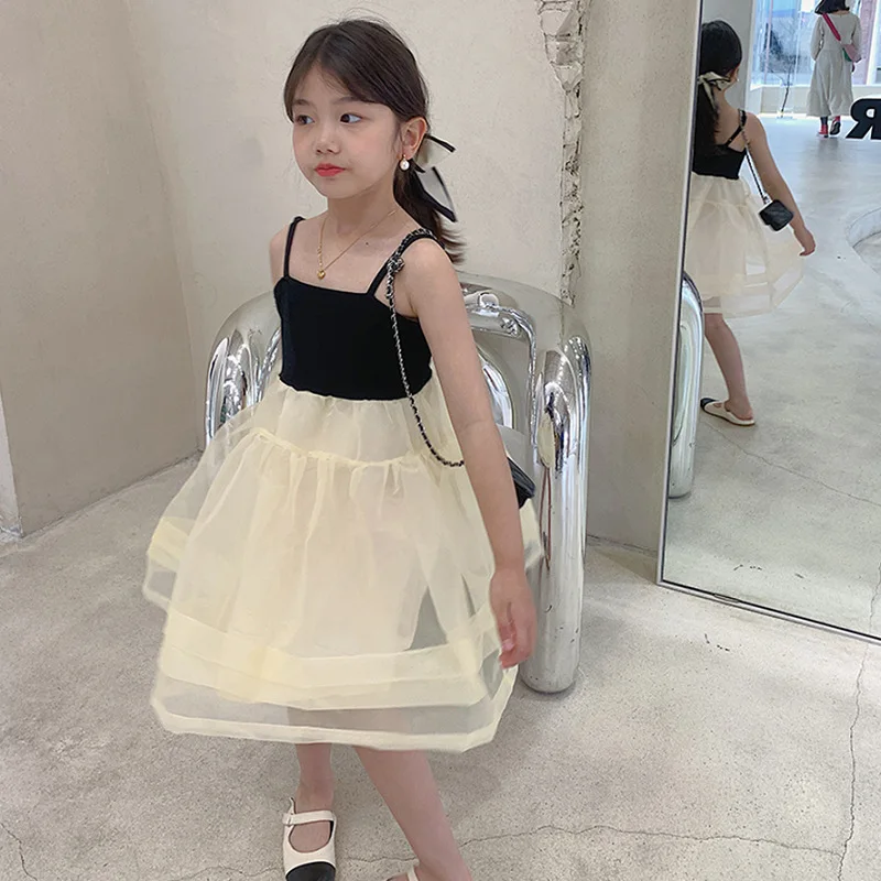 Girls' braces skirt2025New Summer Puffy Tulle Children's Dress Stylish Korean Version Princess Dress for Kids