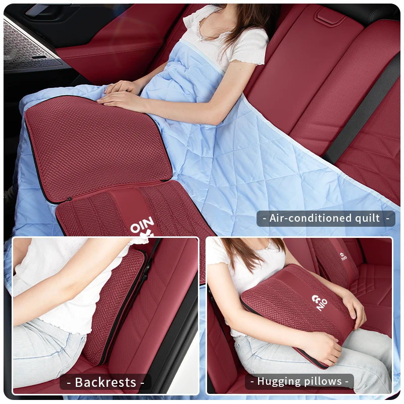 Car Headrest Pillow Cushion Lumbar Lce Silk Fabric Home Sofa Pillow Quilt For Nio ES6 EC6 ES8 ES7 ET5 ET7 EP9 EVE 2021 2022 2023