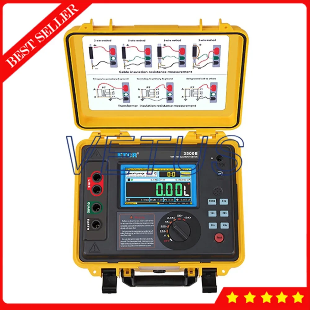 HV Insulation Resistance Tester Meter Gauge with True Color Touch Screen Multifunction Multiparameter Rated Voltage 6 Stalls