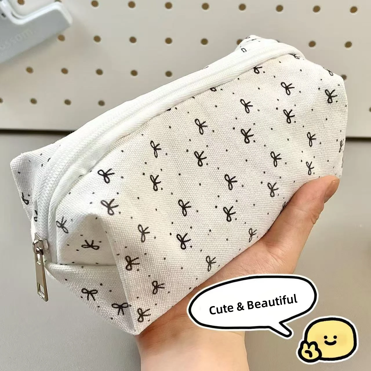 Ins Black Bow Pencil Case Large Capacity Pencil Bag Stationery Storage Bag School Organizer Supplies Women Girls Cosmetic Bag