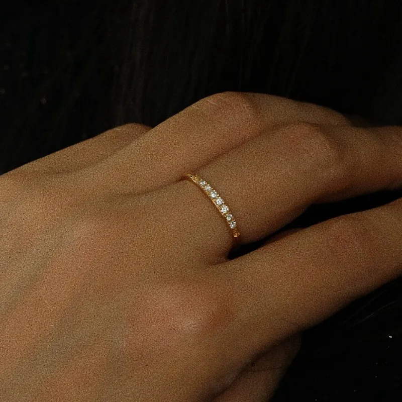 925 Sterling Silver Plating 18K Gold Inlaid Exquisite Zircon Ring for Women Fashion Temperament Party Wedding Jewelry Accessorie