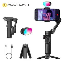 AOCHUAN Smart XE Kit stabilizzatore cardanico per Smartphone iPhone registrazione Video luce di riempimento magnetica Gimble Android pieghevole a 3 assi