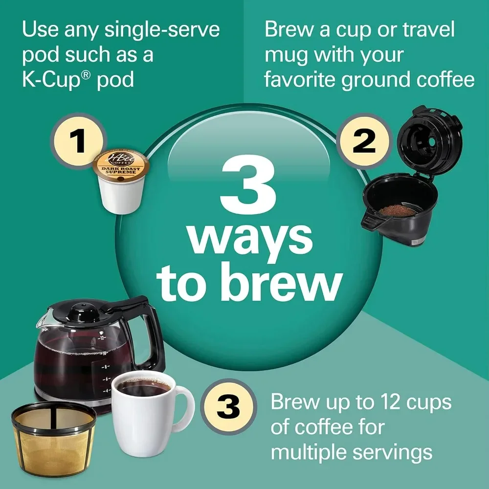 49915 FlexBrew Trio 2-Way Coffee Maker, Compatible with K-Cup Pods or Grounds, Single Serve & Full 12c Pot, Permanent Gold-Tone