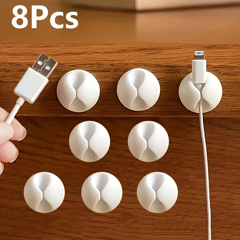8pcs Cable Clips Desktop Wire Storage Cord Organizers USB Charging Car Charger Holder for Tablet And Other Electronics