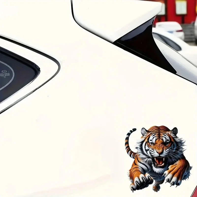 13x13cm Roaring Tiger Car Sticker, Fun Waterproof Sticker for Cars, Trucks, Motorcycles, Walls, Windows, PVC Material