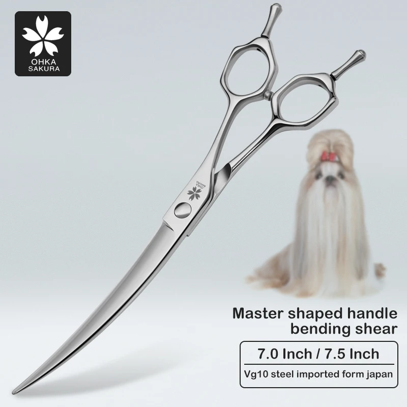 

High Grade Imported Vg10 7.0 7.5 Curved Scissors, Curved Up And Down, Special-Shaped Handle, Pet Shop Beauty Trimming Scissors