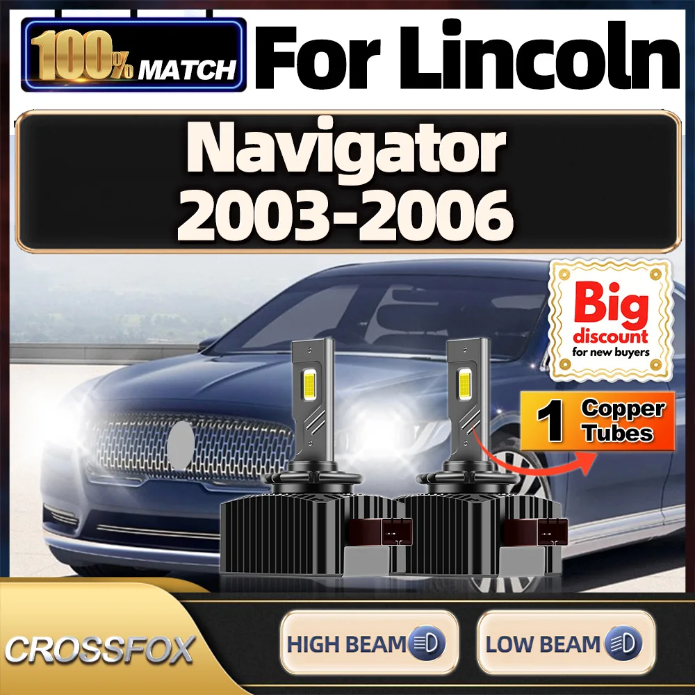 

CROSSFOX【For Lincoln Navigator 2003-2006】Super Bright Canbus Car LED Xenon HID Headlight Bulbs Turbo Upgrade Headlamp Ampoules