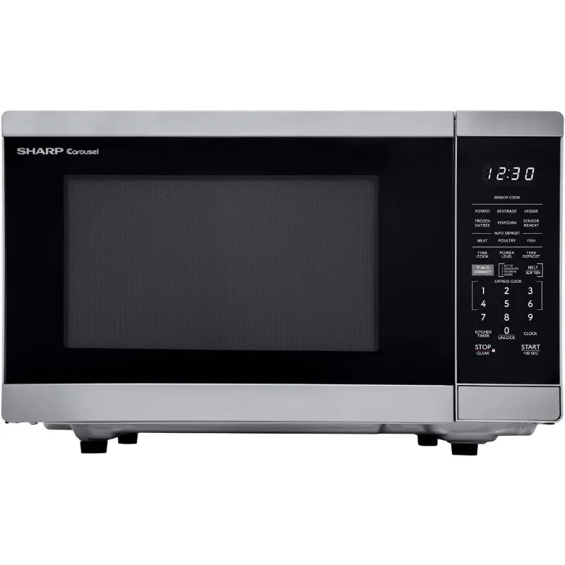 

Микроволновая печь SHARP для установки на столешницу, совместимая с Alexa, с выдвижным поворотным столом 12,4 дюйма, 1000 Вт, 1,4 куб. фута, нержавеющая сталь