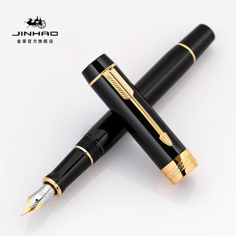 jinhao mini caneta tinteiro de madeira e resina centennial golden clip fine nib tinta de escrita material escolar e de escritorio papelaria 100 01