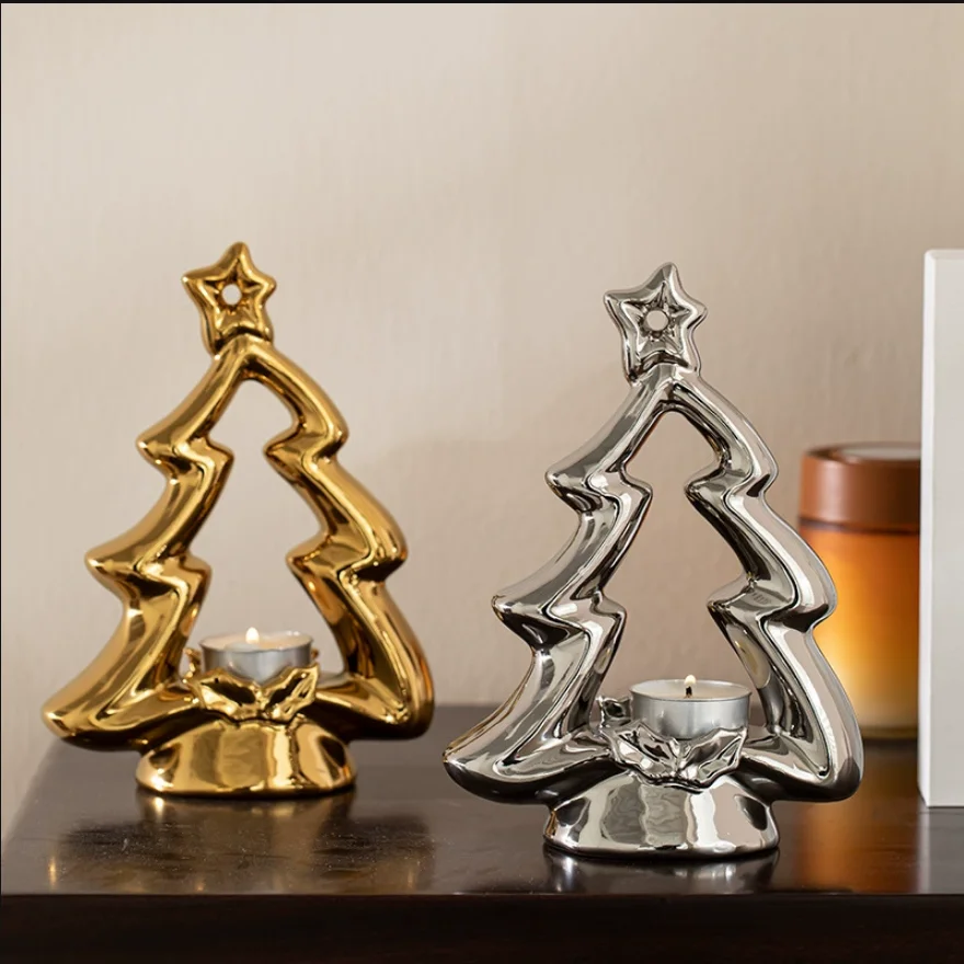 

Ceramic Christmas tree, candle stand, Christmas atmosphere decoration, high-end Nordic gift, creative desktop decoration