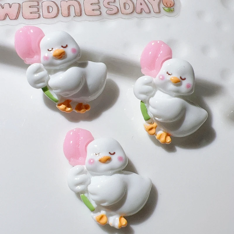 10 Stück neue niedliche Mini-Cartoon Tier weißen Schwan Serie Harz Sammelalbum DIY Schmuck Hochzeit Haarnadel dekorieren Zubehör