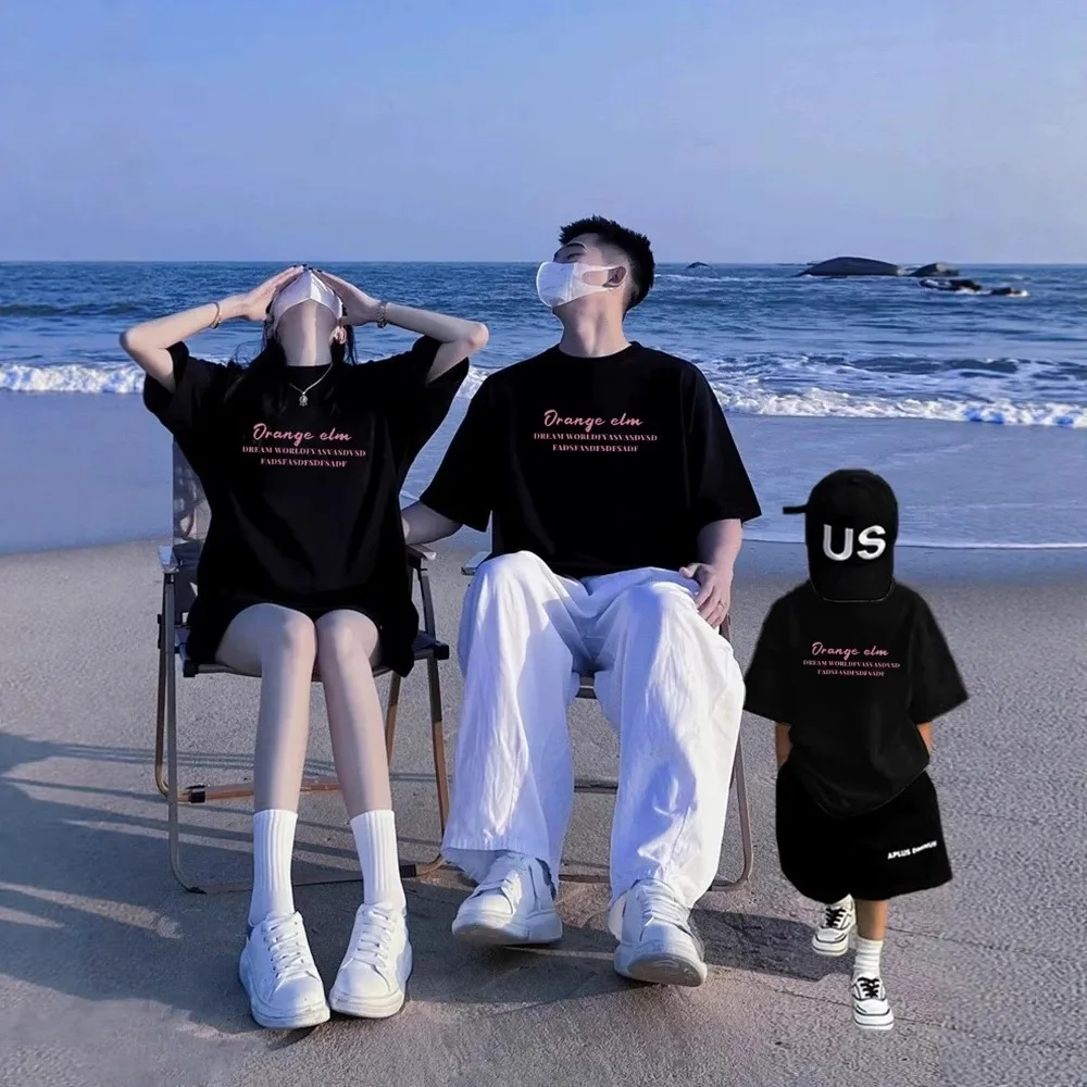 Parent-child Fashion Short Sleeve Tee Shirts Summer Family Matching T Shirt Father Mother and Daughter Son Clothes Baby Bodysuit