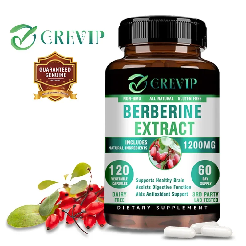 

Berberine Capsules - Support Heart & Digestive System Health, Regulate Blood Sugar Levels, Improve Gut Health
