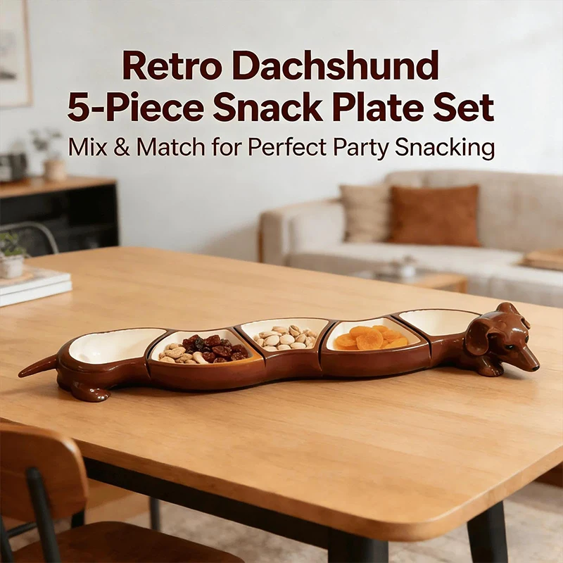 Serving Tray With Dividers Dachshund Design 5 Section Storage Organizer Served Tray With Compartment Set For Home Kitchen Supply