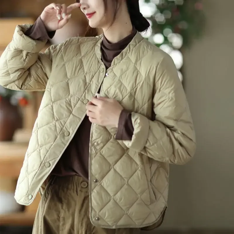 

Autumn and Winter European Style Lingge Women's Down Jacket Windproof White Duck Down Jacket
