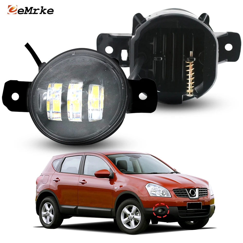 Upgrade 30W Led Fog Lights Lamp Assembly for Nissan Dualis Qashqai J10 Qashqai+2 2007-2013 with Cut-line Lens 12V DRL H11 PTF