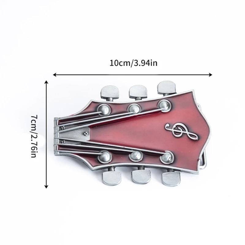 Fibbia per cintura vintage a forma chitarra multicolore in metallo per adolescenti adulti fibbia per cintura ricambio per