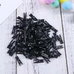 100 Wooden Clothespins Tiny Clothespins Photo for Home School Crafts Decor DIY Screen Artwork ( Black ) Craft decoration clips