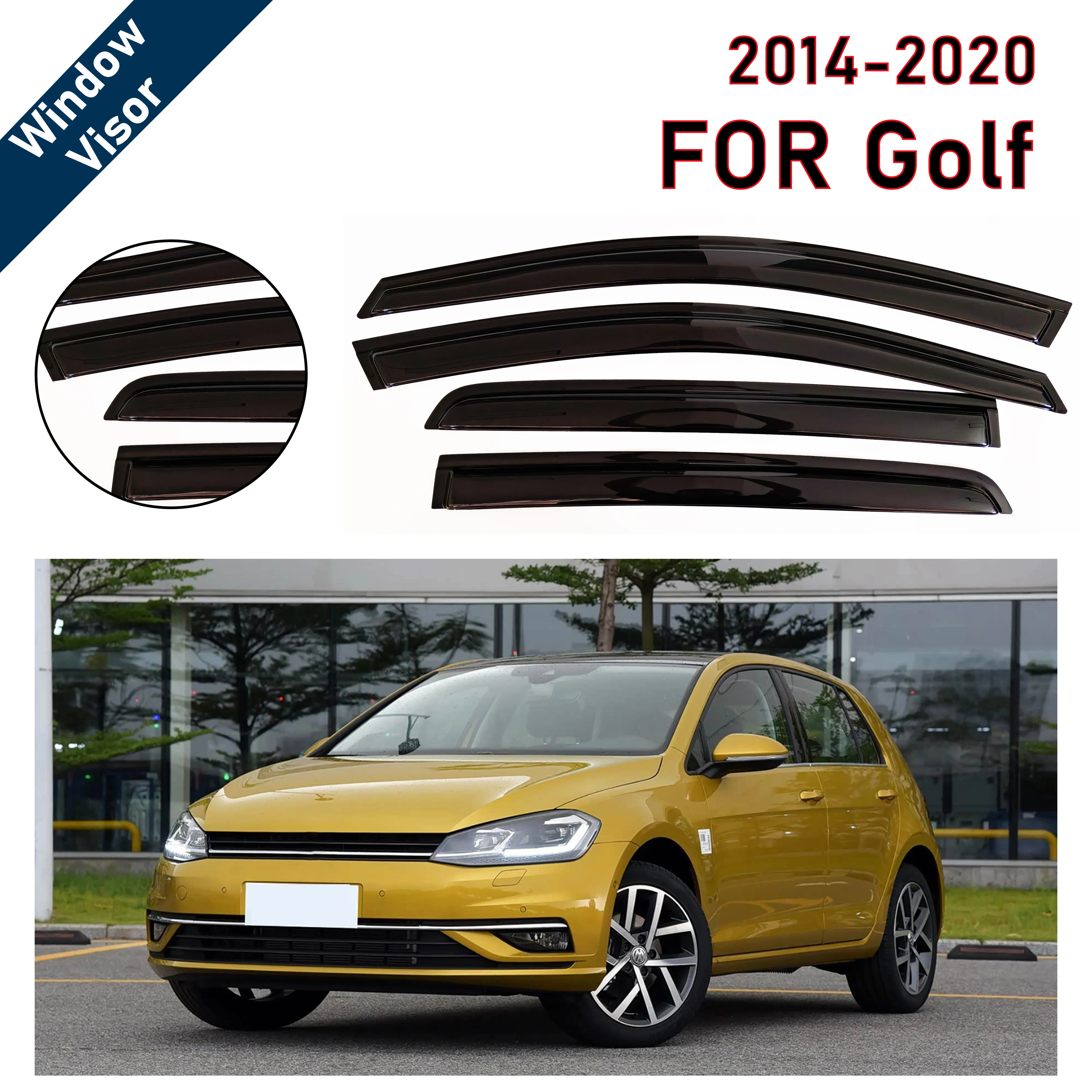 

4 pcs of the latest model car window sunshade for Volkswagen Golf 7th 2014-2020 Hatchback window visor rain guards window visors