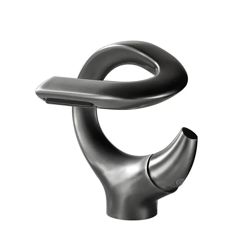 

All-copper creative art wash basin gun gray faucet waterfall splash-proof toilet bathroom cabinet basin faucet