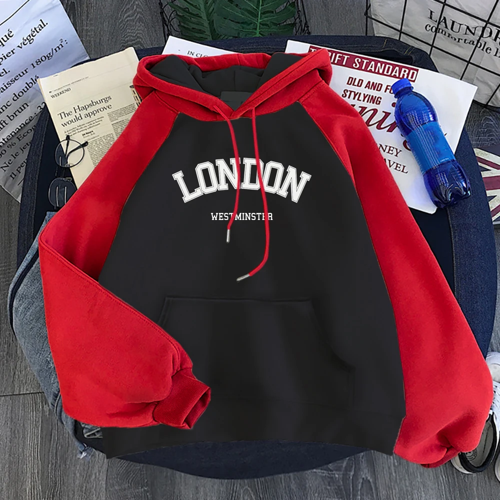 London Westminster Street Letter Print Woman Hoodie Fashion Oversize Sweatshirt Casual Fleece Hoody Autumn Soft Warm Streetwear