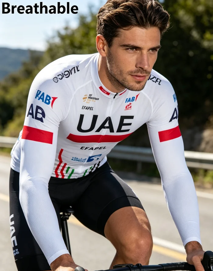 Nueva Ropa de Ciclismo Blanca, Jersey de Ciclismo de Manga Larga para Verano, Maillot de Ciclismo Transpirable con 3 Bolsillos
