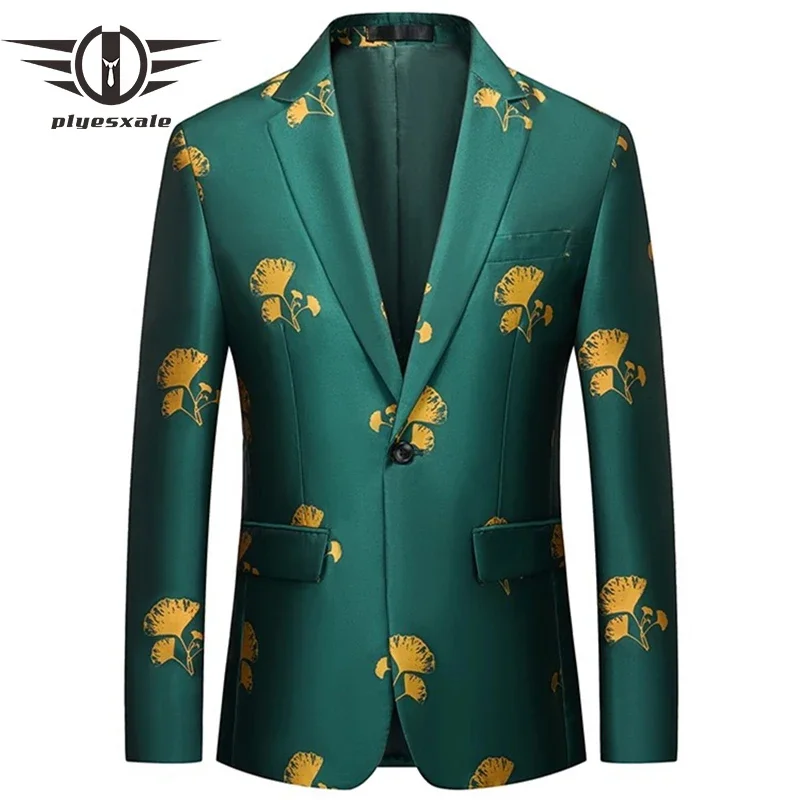 Green Men Blazer Designs Luxury Brand Mens Blazer Jacket Fashion Printed Homens Blazer Classic Casual Blazer 6XL Big Size Q1534