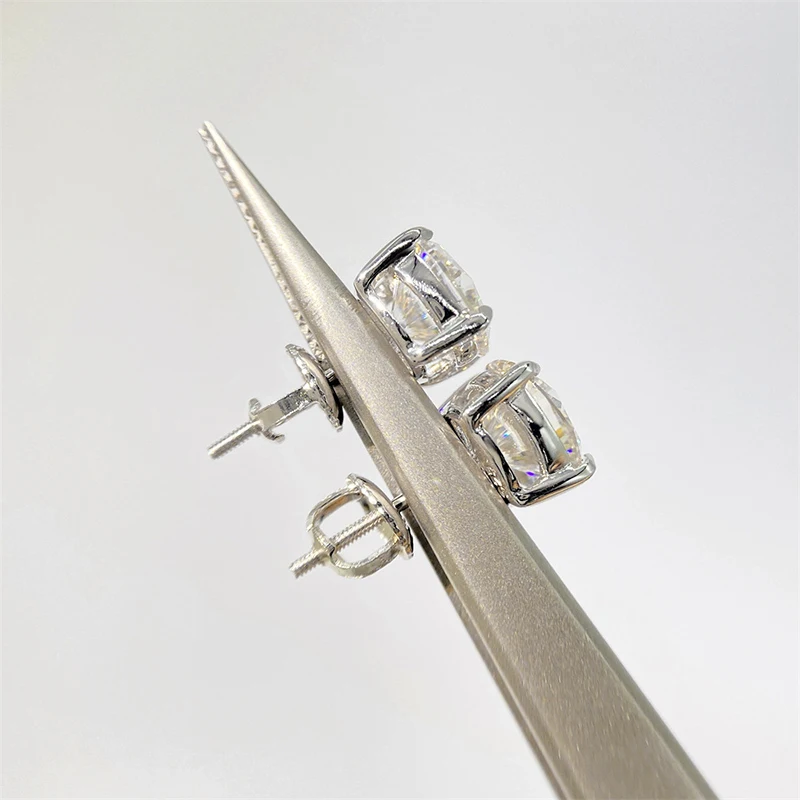 Joyce jelly 1/2-2ct Moissan ite Schrauben zurück Ohr stecker klassische vier Zinken Ohrringe S925 Sterling Silber Luxus schmuck für Frauen – Detail 8