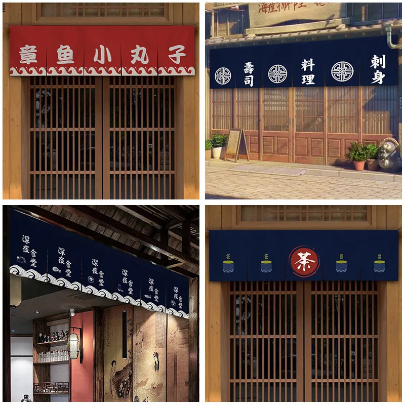Japanese-style Printed Horizontal Curtain Sushi Restaurant Izakaya Door Curtain Kitchen Partition Shop Decoration Short Curtain