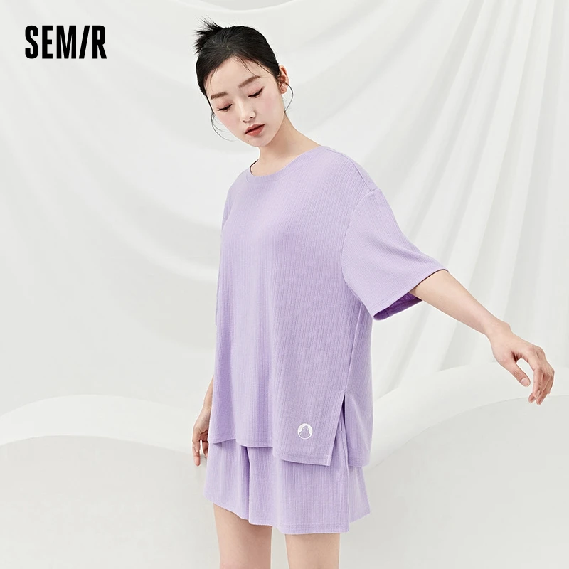 Semir Pajamas Women Summer Casual Loose Short-sleeved T-shirt and Shorts Comfortable Simple Fashion Living Suit